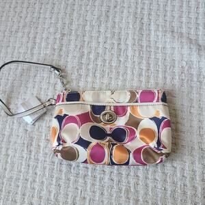 Coach Multicolor Satin Wristlet No.F49579 NWT